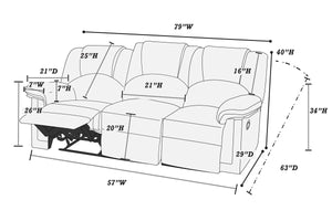 English Elm Modern Black Bonded Leather Sofa and Recliner Set for Contemporary Living Rooms B011S02384