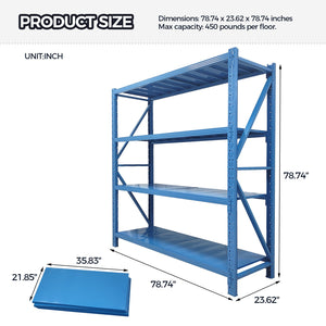 English Elm Four-tier Powder-coated Steel Shelving Unit with Adjustable Rack for Garage Storage W3752S00012