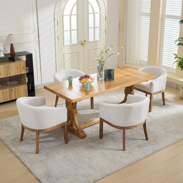 English Elm Mid Velvet Cantilever Dining Chairs Set of 2 — Mid Century Linen Upholstered Rattan Back, Chrome Base, DurableComfort Beige W1143P346923