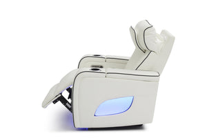 English Elm Lumin Power Recliner Faux Leather Chair with Led Lighting and Built in Usb Charging White B078P497929