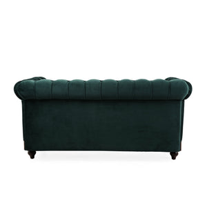 English Elm Christopher Knight Home® - VIVALUX Chesterfield Velvet Loveseat Sofa with Rolled Arms Tufted Buttons Plush 2-Seater Comfort 59.4" Dark Green N762P178705F