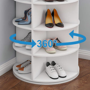 English Elm Rotating Seven Tier Shoe Tower Organizer Holds 28 Pairs with Spinning Base W2699P390458