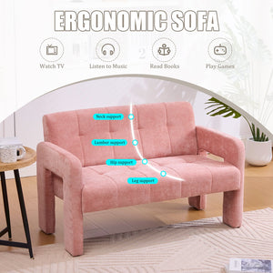 English Elm Nordic Ergonomic Double Armchair Upholstered Chenille Two-Seater Sofa 550lb Capacity Compact Lounge Chair Pink W395P380535