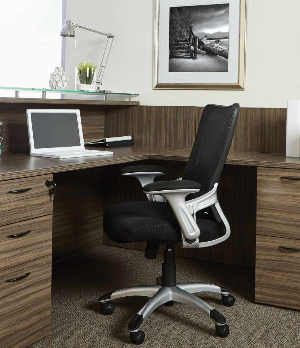 OSP Home Furnishings Screen Mesh Back Task Chair with Lumbar Support and Pneumatic Height Adjustment for Home Office EMH69216-3M