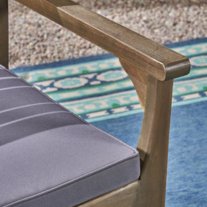 English Elm Christopher Knight Home® - EMERSON Acacia Wood Dining Chair Set of 2 with Wicker Seats, Water-Resistant Cushions, Teak Finish DARK GREY 61723.00GRY