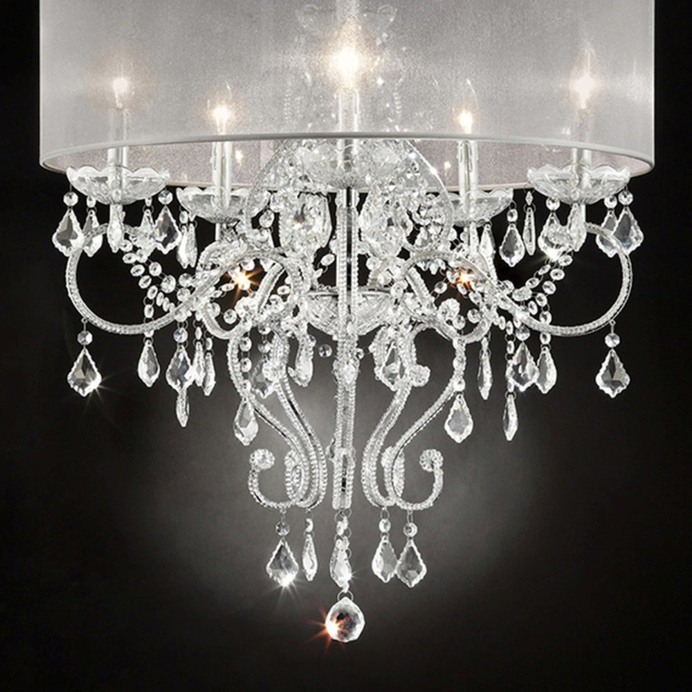 English Elm 31.5" Elegant Evangelia Ceiling Lamp – Silver Polished Chrome, Crystal Accents, LED/CFL Ready B072116233