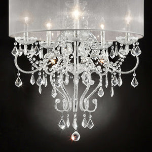 English Elm 31.5" Elegant Evangelia Ceiling Lamp – Silver Polished Chrome, Crystal Accents, LED/CFL Ready B072116233