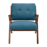 INK+IVY Rocket Mid-Century Lounge Chair II100-0088 Blue/Pecan