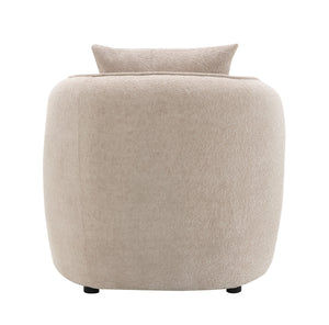 English Elm Keith Beige Chenille Chair with Pocket Coil Support, Solid Wood Frame, Accent Toss Pillow, Cozy Elegance B2726P252315