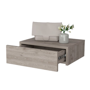 English Elm Vienna Wall-Mounted Nightstand in Light Gray — Space-Saving Engineered Wood with Spacious Drawer B128P176113