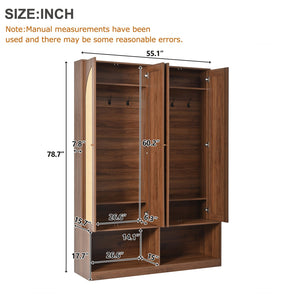 English Elm Rattan Door Hall Tree Bench with 6 Hooks Farmhouse Entryway Storage N721S000074D
