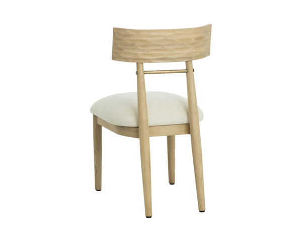 Sunpan FLORIAN Dining Chair - Sculptural Light Oak with Geralt Linen - Ergonomic Comfort & Timeless Style 112352