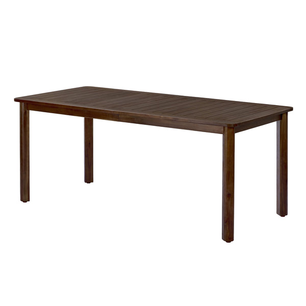English Elm Rectangular Acacia Wood Outdoor Dining Table Seats 6 with Slatted Top for Patio Dark Brown N768P374498B