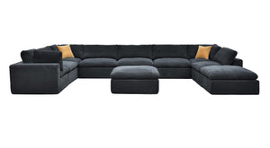 English Elm Coffee Bean Fabric Modular Sectional Sofa with Toss Pillows for Living Room B2748S00086