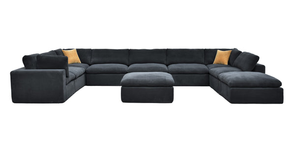 English Elm Coffee Bean Fabric Modular Sectional Sofa with Toss Pillows for Living Room B2748S00086