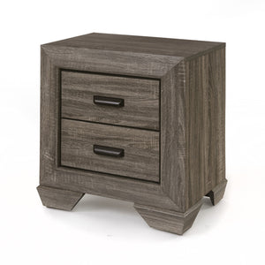 English Elm Lyndon Weathered Gray Grain Nightstand with 2 Drawers, Shaker Legs, Durable MDF & 3D Veneer Finish B2726P261250