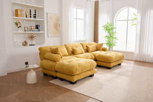 English Elm United We Win U-Shape Modular Couch In Plush Velvet With Ottomans & Lumbar Pillows For Ultimate Comfort W1568S00199-GIGA