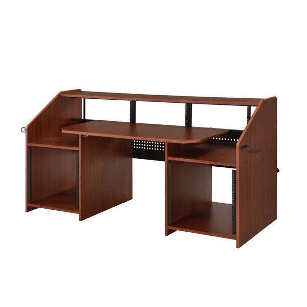 English Elm Rectangular Studio Music Desk with Pullout Tray, Headphone Hooks and Sturdy Pro Equipment Mounting Cherry B016P323370
