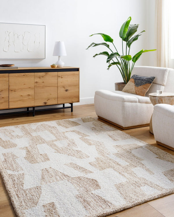 Livabliss Andes Hand-tufted Polyester Accent Rug Artisan Crafted Plush Pile for Entryways Beige, Ivory 9' x 12' AED2302-912