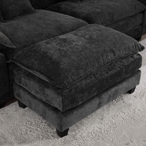 English Elm Cloud Sofa Single Seat - Modular Chenille Lounge Chair with Double-Layer Cushion, Ergonomic Support and Easy Assembly Black W1143S00034