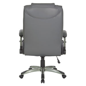 OSP Home Furnishings Exec Bonded Leather Office Chair with Lumbar Support Flip Arms and Pneumatic Height Adjust ECH52607-EC42