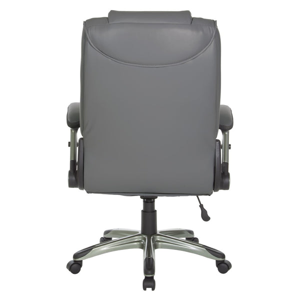 OSP Home Furnishings Exec Bonded Leather Office Chair with Lumbar Support Flip Arms and Pneumatic Height Adjust ECH52607-EC42