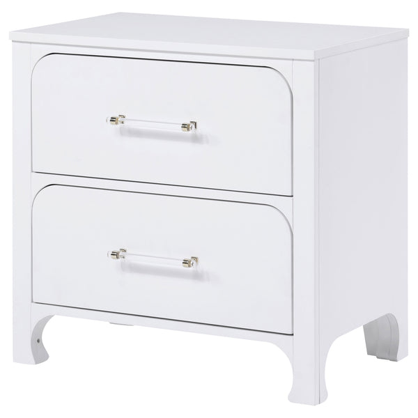 English Elm Helena Pearl White 2-Drawer Nightstand with Soft Curves, Spacious Storage, Modern Chic Bedroom Accent B062P299878