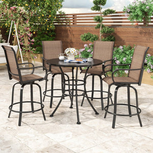 English Elm Patio Swivel Barstools Set of 2 Textilene Mesh Powder Coated Frame All Weather Seating Brown T3623P437331