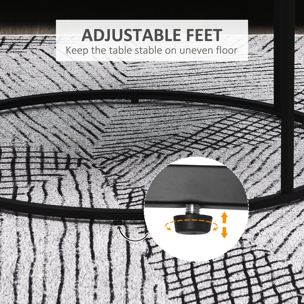 English Elm HOMCOM Modern Round 32" Coffee Table with Wood Grain Top and Black Metal Frame, Durable & Versatile White W2225P217443