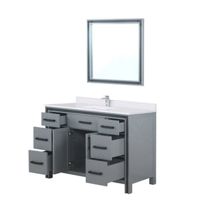 English Elm Dark Grey Bath Vanity 48" W x 22" D with Cultured Marble Top, Chrome Faucet, 34" Mirror, Scratch-Resist Finish B2731S01358