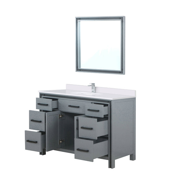 English Elm Dark Grey Bath Vanity 48" W x 22" D with Cultured Marble Top, Chrome Faucet, 34" Mirror, Scratch-Resist Finish B2731S01358