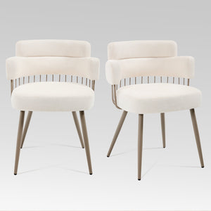 English Elm Upholstered Dining Chair Beige/Blue/Gray - Mid-Century & Industrial Style, Thick Padded Seat, 280lb Capacity, Quick 15-Min Assembly T3707P363111