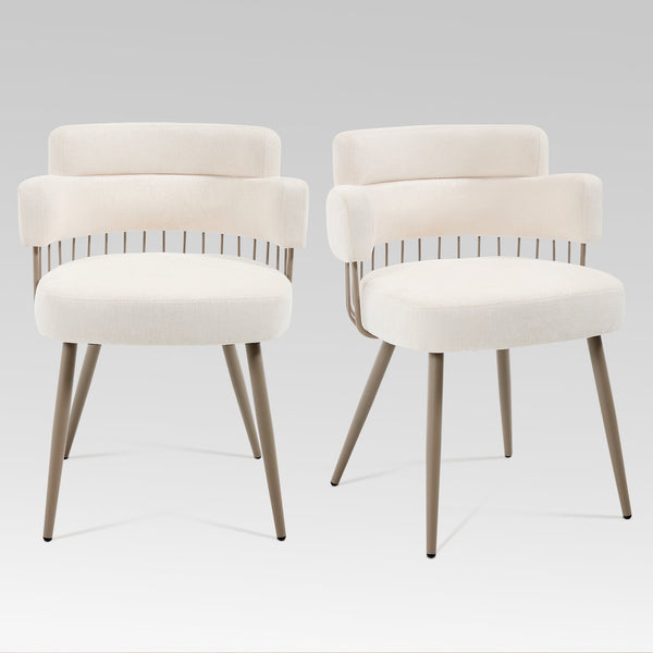 English Elm Upholstered Dining Chair Beige/Blue/Gray - Mid-Century & Industrial Style, Thick Padded Seat, 280lb Capacity, Quick 15-Min Assembly T3707P363111