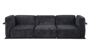 English Elm 102 Inch Linen Modular Sectional Sofa with Hidden Storage and Cloud Cushion Comfort Black W1099S00192