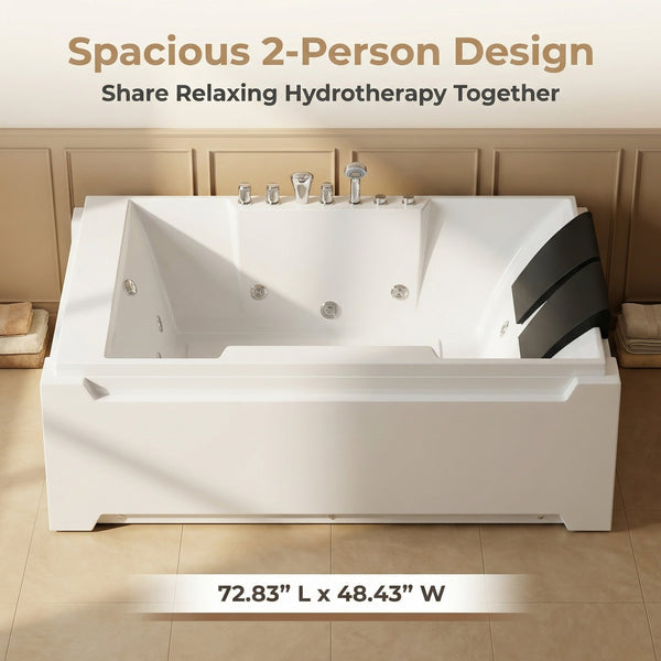 English Elm X-031 Two Person Whirlpool Soaking Tub with Hydromassage Jets and Chromatherapy Lighting W3605P361159