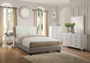 English Elm Modern Faux Leather Eastern King Bed Tall Upholstered Headboard Hotel Inspired B011S02140