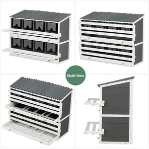 English Elm Nesting Box Pine Wood 8 Compartment Rollout Egg Collection Poultry Coop Unit W1850120022