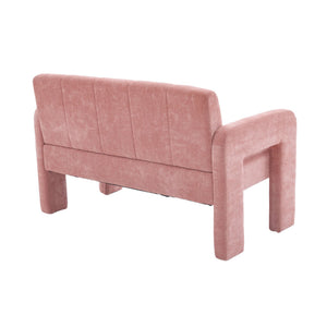 English Elm Nordic Ergonomic Double Armchair Upholstered Chenille Two-Seater Sofa 550lb Capacity Compact Lounge Chair Pink W395P380535