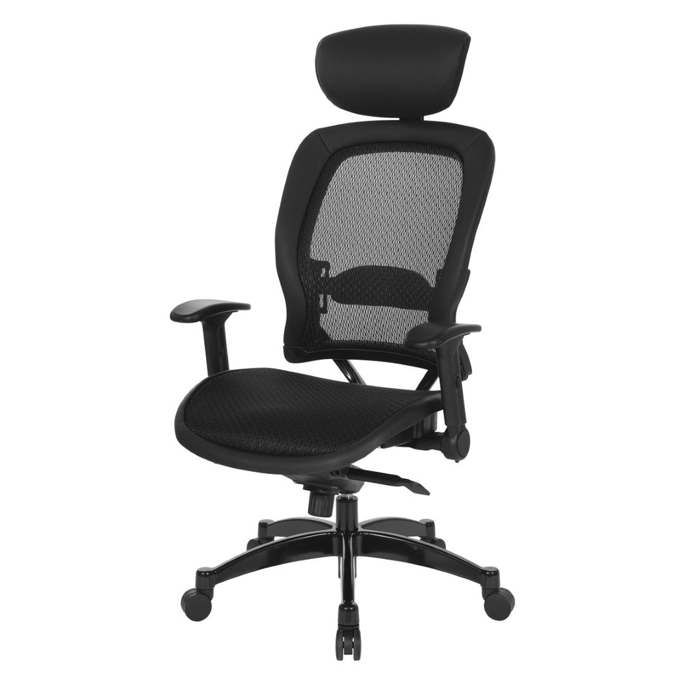 OSP Home Furnishings Executive Ergonomic Mesh Office Chair with Lumbar Support and Synchro Tilt for Home Workspaces 27876R