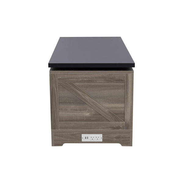 English Elm U-can Farmhouse Lift Top Coffee Table Barn Door Hidden Storage Living Room Brown+Black N724P351732E