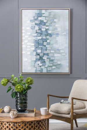 English Elm 47.2X35.4X1.5" Elegant Gray And Silver Abstract Landscape Oil Painting In Framed Modern Style W2078P313334