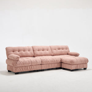 English Elm Modular Cloud Sectional Sofa Flannelette Deep Seat L Shape with Movable Ottoman Pink W2120S00036