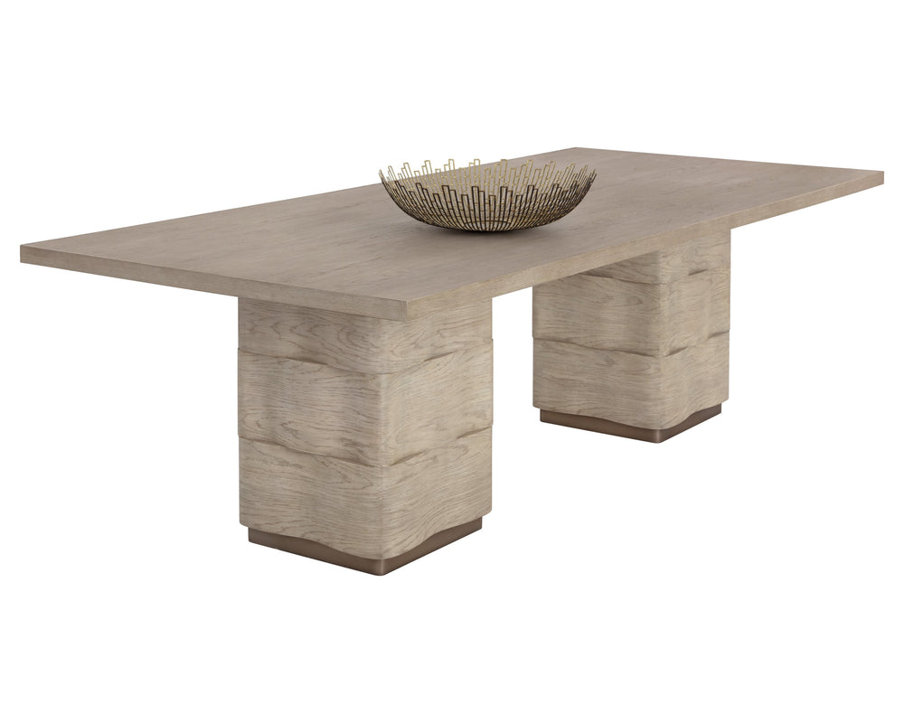 Sunpan Hoyos 100" Dining Table - Elegant Light Oak Design with Unique Wave Legs for Modern Interiors