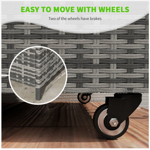 English Elm Outsunny 83 Gallon Outdoor Storage Chest On Wheels - Stylish Pe Wicker Deck Box For Garden & Pool Use W2225P217544-GIGA