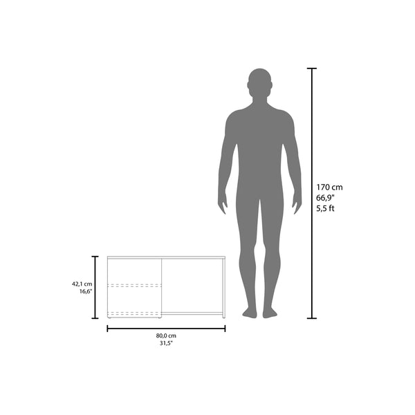 English Elm Silver Peak Light Oak & White Coffee Table with Open Storage, Engineered Wood, Compact Chic Design B092P269897