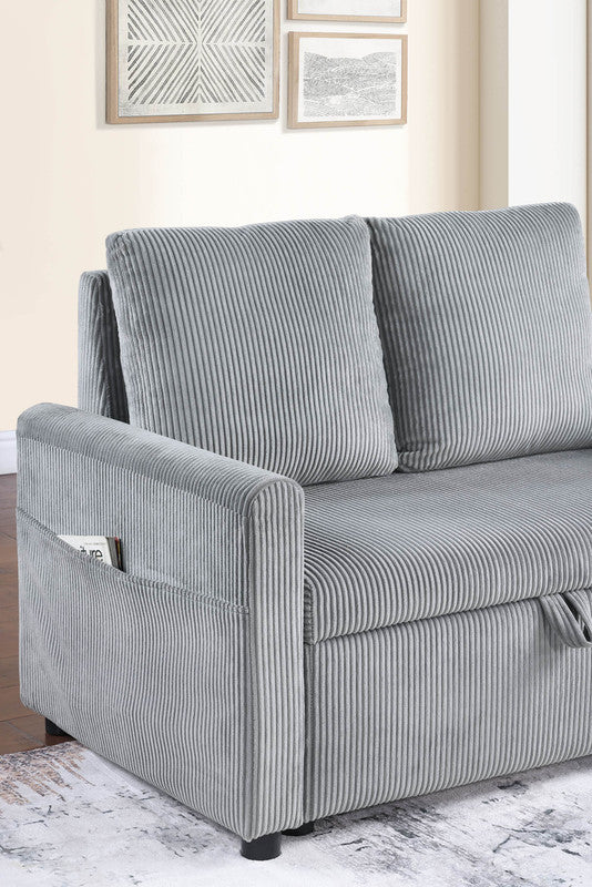 English Elm Ottavio Corduroy Sofa with Pull Out Chaise Underseat Storage and Side Pockets B2749S00257