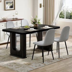 English Elm Table Set: Modern Black Wood Dining Table & 4 Light Gray High-Resilience Chairs For Comfort & Style W1151S04316-GIGA