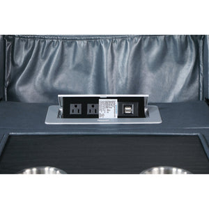 English Elm Stanwicke Blue Motion Reclining Sofa With Drop-Down Table: Modern Comfort & Elegant Design B062P354055-GIGA