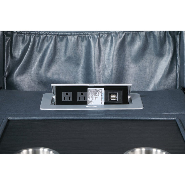 English Elm Stanwicke Blue Motion Reclining Sofa With Drop-Down Table: Modern Comfort & Elegant Design B062P354055-GIGA