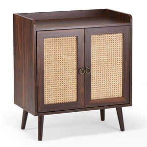 English Elm Sideboard Buffet with Woven Rattan Doors Vintage Wood Cabinet for Dining Entryway T3623P434561